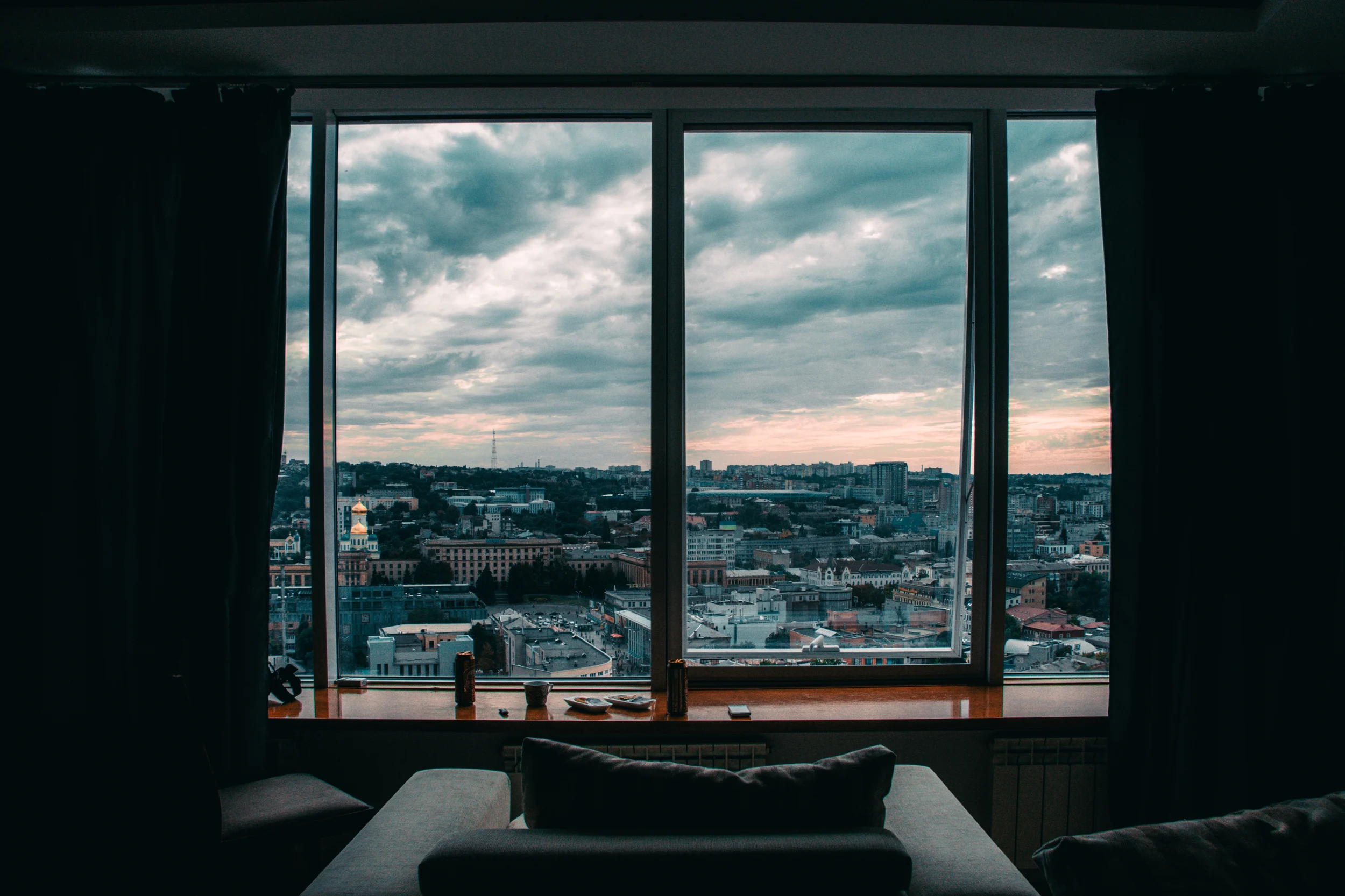 Window overlooking a city